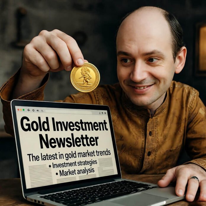 American expat with gold coin, newsletter chaos. American expat with gold coin, newsletter chaos.