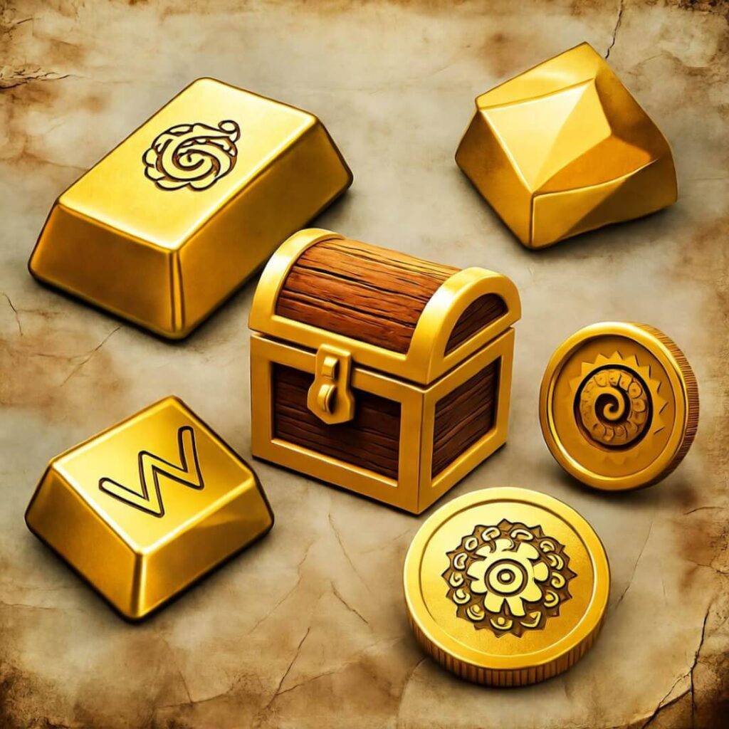 Vintage gold app icons with henna vault style.