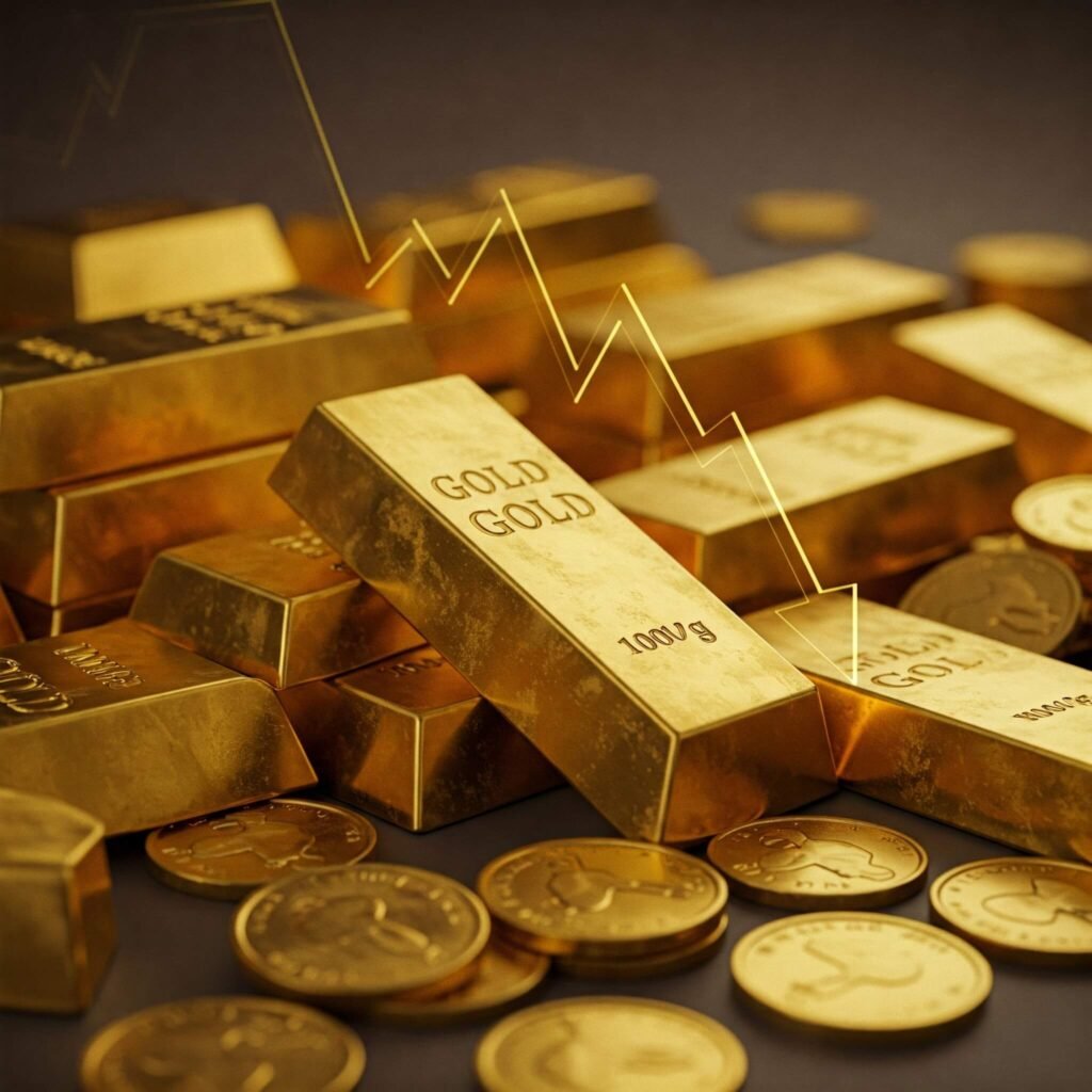 Downward trend in gold value