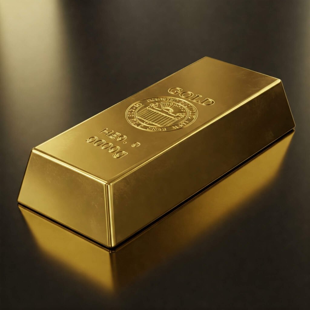 Gold bar with government seal.