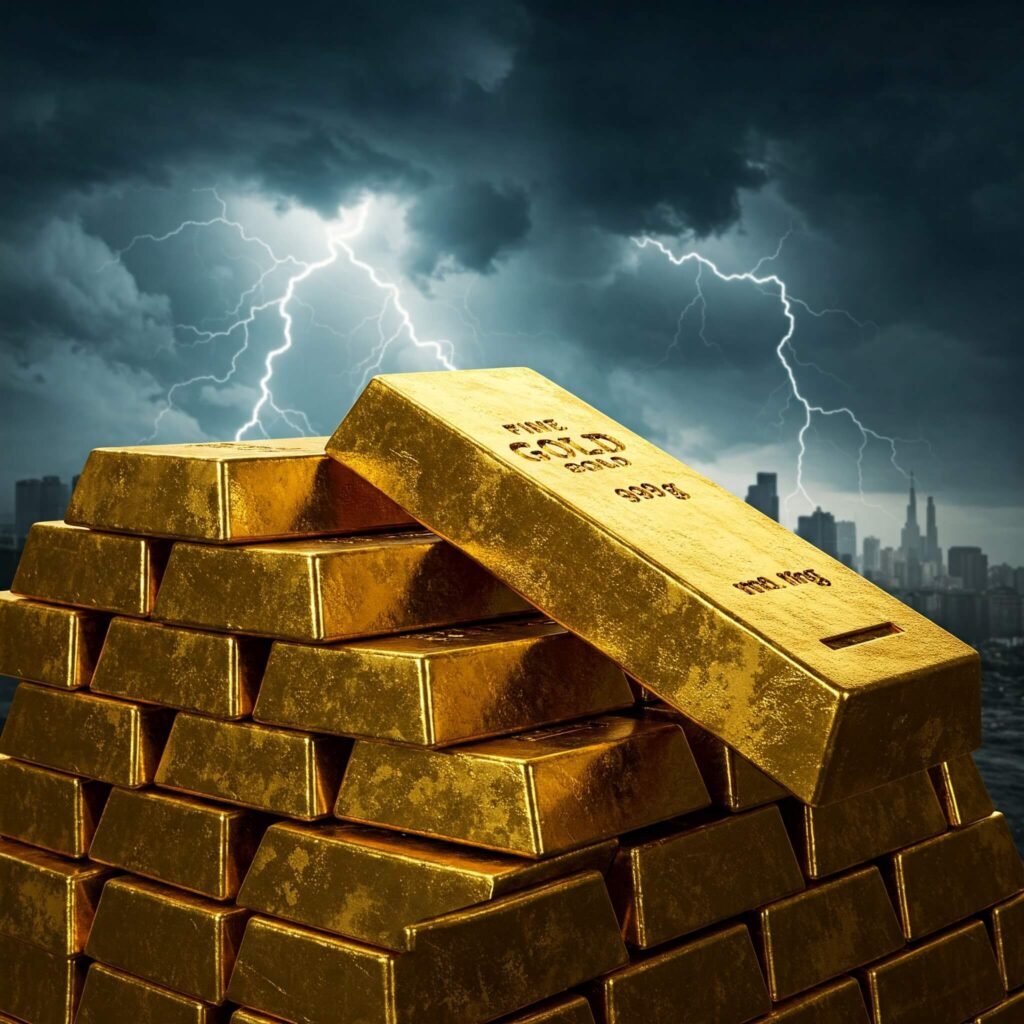 Gold Bullion Stormy Sky