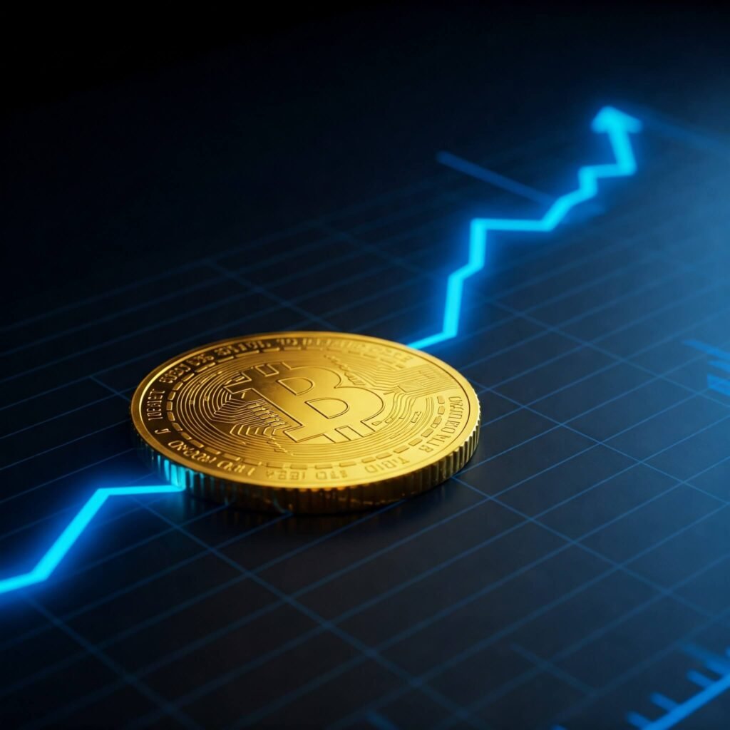 Gold Coin on Rising Chart