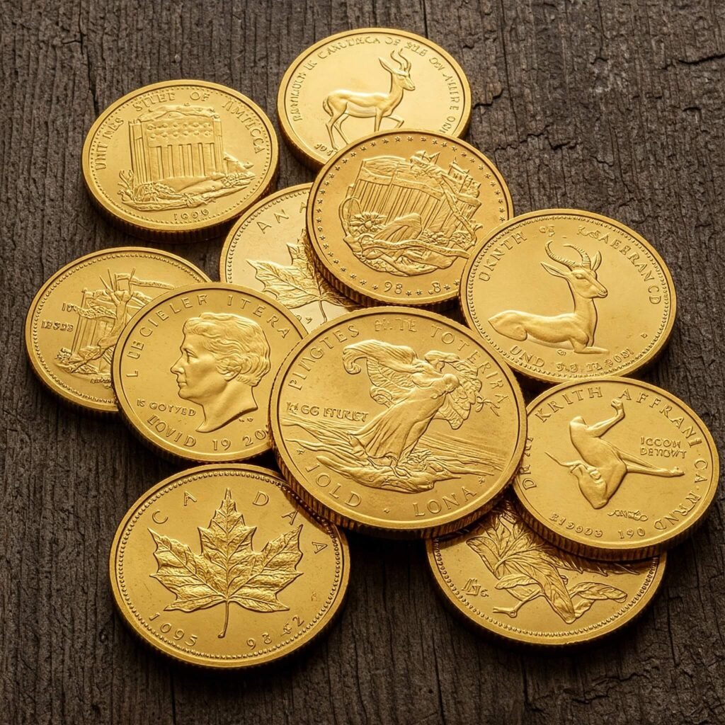 Selection of gold investment coins