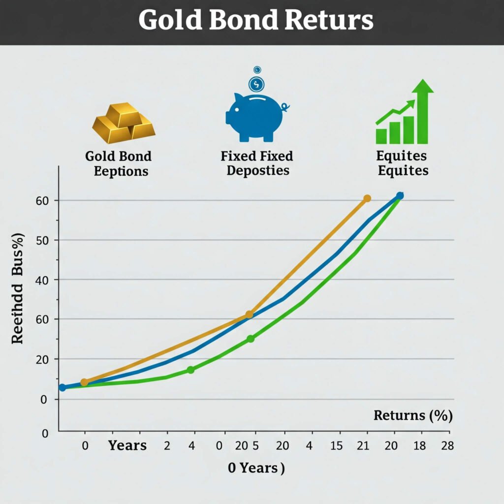 Investment performance graph: bonds, FDs, equities.