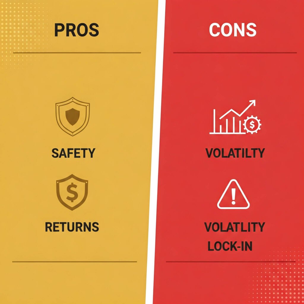 Safety vs. volatility.