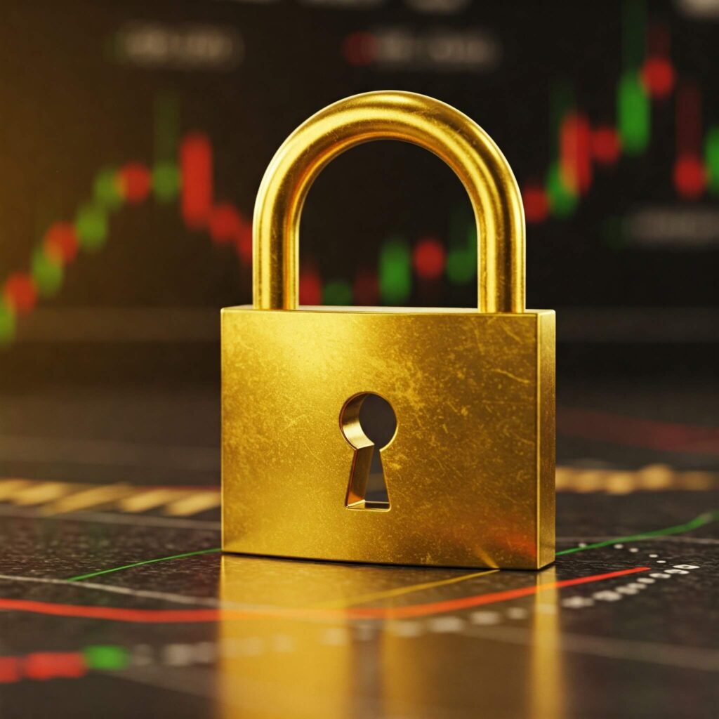 Golden Padlock Digital Security