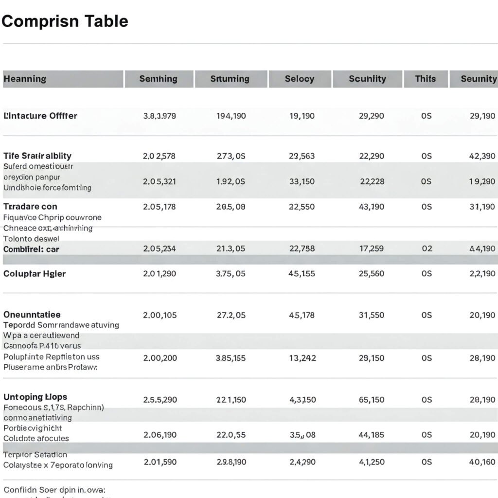 Data Comparison Table