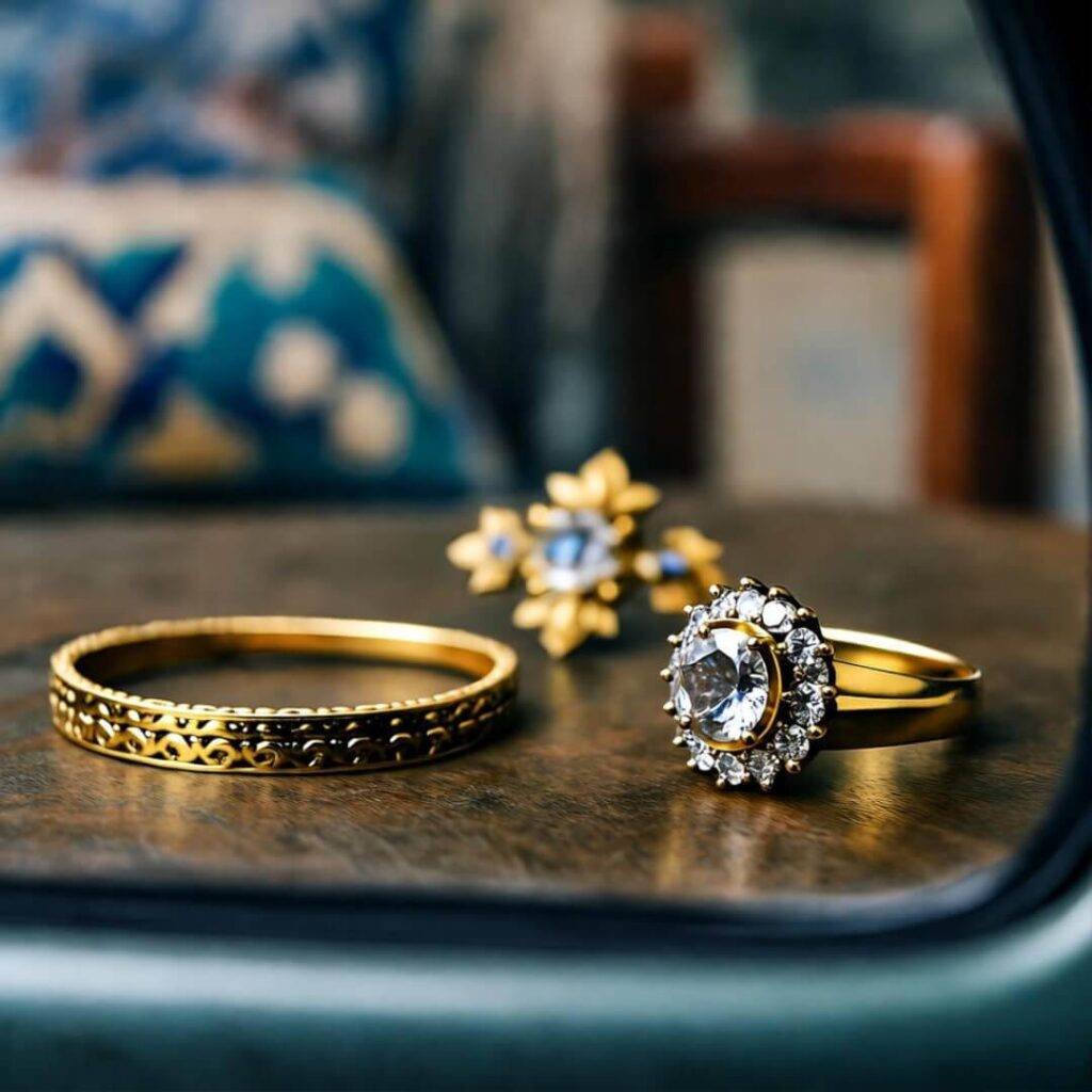 Inherited gold jewelry, foggy car view